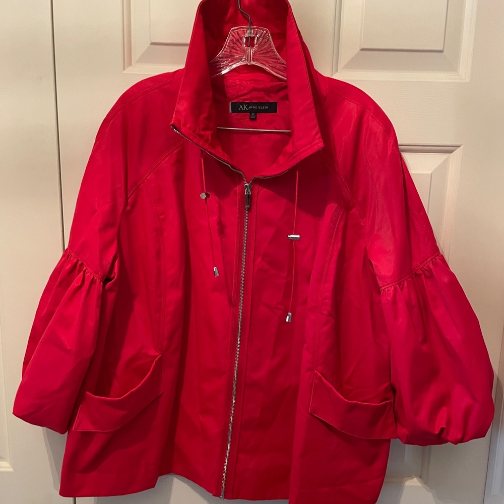 Anne Klein Bold Red Utility Jacket